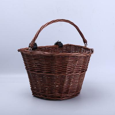 China Durable Factory Woven Removable Bike Baskets Hanging Front Storage Wicker Bicycle Basket for sale