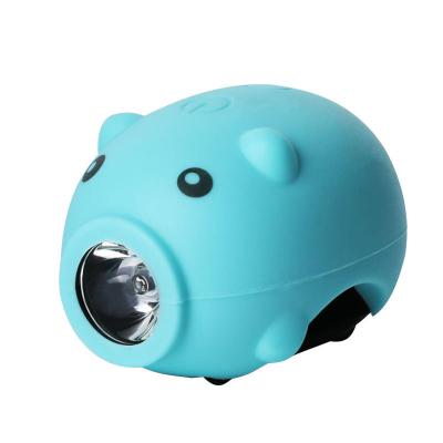 China New Arrival Fashionable Decoration Cute Bicycle Pig Shape Bicycle Light For Kids USB Rechargeable Children's Night Riding Lights Bicycle Headlights for sale