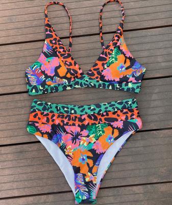 China Rings Plus Size Print Bikinis Push Up Strap Swimsuit Women Swimwear 2021 High Waist Sexy High Cut Bikini Set Mujer Beach Wear for sale