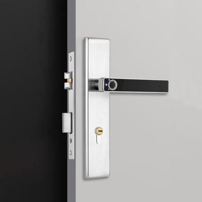 China Durable High Security Stainless Steel Security Fingerprint Handle Smart Lock Bedroom Electronic Door Handle Lock for sale