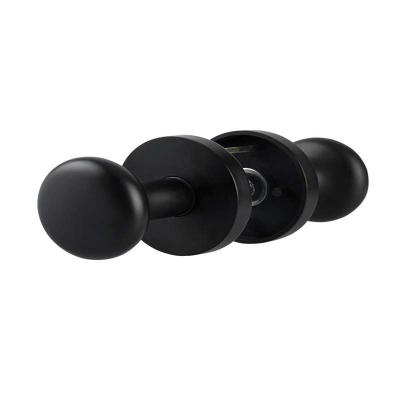 China Modern Indoor Bedroom Round 6cm Knob Door Lock Black Cylindrical Channel Lock for sale