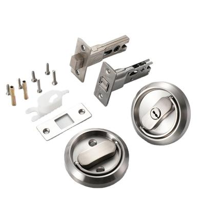 China Furniture Hardware Hardware Handle Ball Lock 304 Stainless Steel Accessories Embedded Double Sided Invisible Door Lock With Key for sale