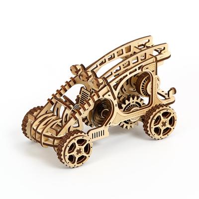 China Toy Supply New Children's 3D Tank Toy Car Educational Cartoon Jigsaw Puzzles Wooden Children's Three-Wheeled DIY Puzzles for sale