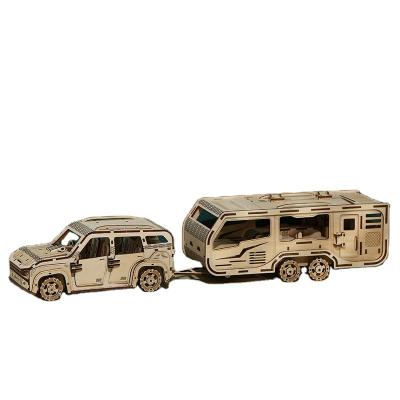 China Toy Enlightenment Children's RV Car Puzzle DIY Toy Car Wooden Handmade Puzzle Cartoon Puzzle for sale