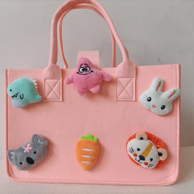 China Fashion FullYoung Large Capacity Cartoon Felt Portable Shopping Bag With Handle Cheap Gift Handbag Storage Packaging for sale