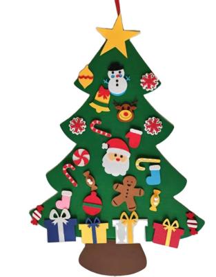 China Nonwoven Fabric Ourwarm Christmas Decoration DIY Gifts Felt Christmas Wall Tree With Ornament Set For Kids for sale