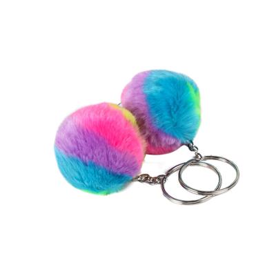 China New Color Wholesale Colorful Plush Ball Keychain Ball Keychains Custom Size Faux Rabbit Fur Faux Rabbit Fur Pendant Yo30 for sale