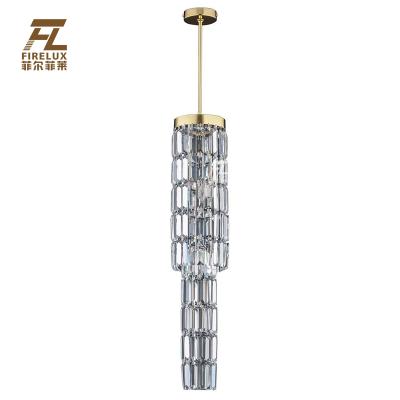 China Modern Cristal Drop Rod Plating Film Duplex Pendant Hanging Fashionably Progetto Royal Palace Nobility Alberghiero Rotating Along for sale