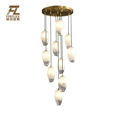 China European Nordic modern minimalist small size decorative single copper stair restaurant special chandelier head for home for sale