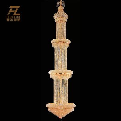 China Large shopping mall k9 modern crystal hotel application gorgeous chrome gold color modern crystal chandeliers for villa for sale