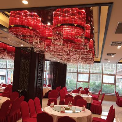 China Large Height Custom Red Pipe Modern Stainless Steel Ceiling Aisle Restaurant Villa Hotel Pendant Lamp For Wedding Stage for sale