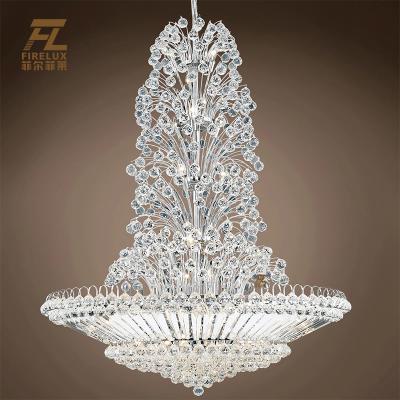 China Modern Custom Big Size Crystal Lamp Shades Aisle Restaurant Hotel Pendant Lamp For Private Villa for sale