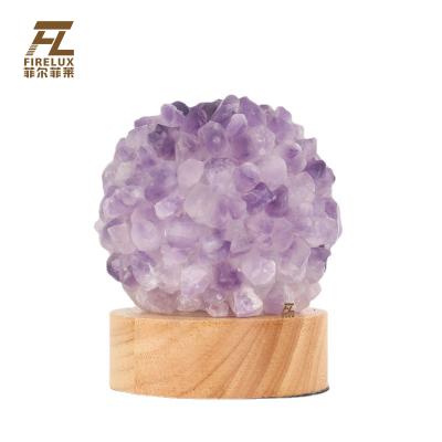 China 2022 Newest Color Mixed Color Reddish Brown Light Yellow Purple Modern Mini Size Atmosphere Natural Crystal Table Lamp For Bedroom for sale