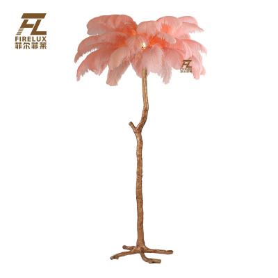 China H63 post modern white orange purple reddish brown reddish brown post modern elegant ostrich feather decor pink H63 led floor floor lamp for sale