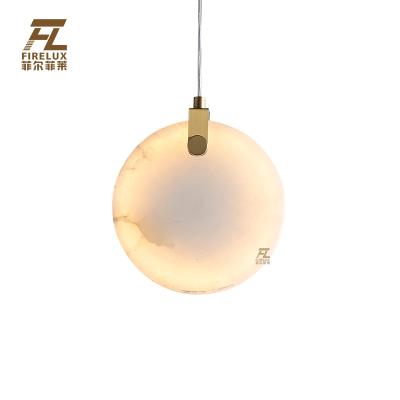 China Modern Cream White Modern Creamy White Advanced Intricate Sense Round Marble Round Pendant Lamp Beautifully Mini for sale