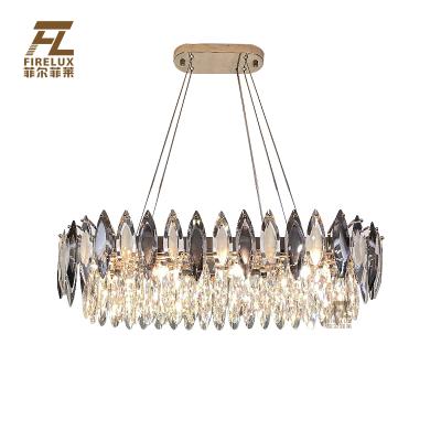 China Gray Color K9 Clear Crystal Rectangle Contemporary Style Modern European Decoration Dining Hanging Lights For Hotel Home Inn for sale