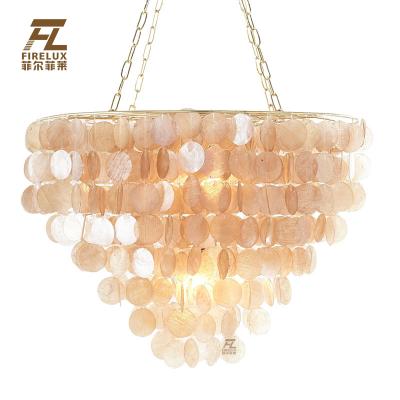 China And Romantic Post Modern Natural Shell White Color Warm And Color Rustic Unique Farmhouse Customized Size Chandelier Lamps For Bedrooms for sale