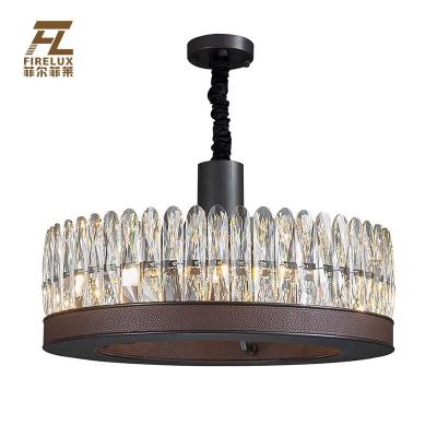 China Contemporary Minimalist Adjustable Home Decorative Luxury Large Project Lobby Pendant Lamp Crystal Lampshade Dining Room Custom for sale