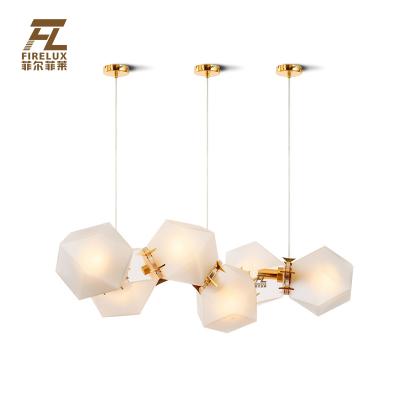 China Farmhouse Hexagon Hanging Lights New Modern Simple Minimalist Modern Nordic Postmodern Modern Fashion Cream White Interior for sale