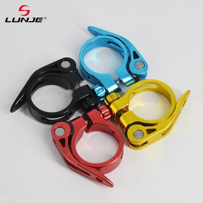 China Wholesale Aluminum Alloy Bike Seat Clamp 31.8/34.9mm Quick Release Mountain MTB BMX Road Bike Bicycle Aluminum Seatpost Clamp for sale