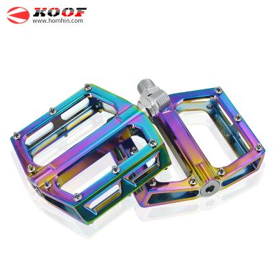 China Wholesale Ultra Light And Ultrathin Aluminum Alloy Bicycle Accessories Mountain Bike Pedal Supporting Colorful Bicycle Foot Non-slip Riser Pedal for sale