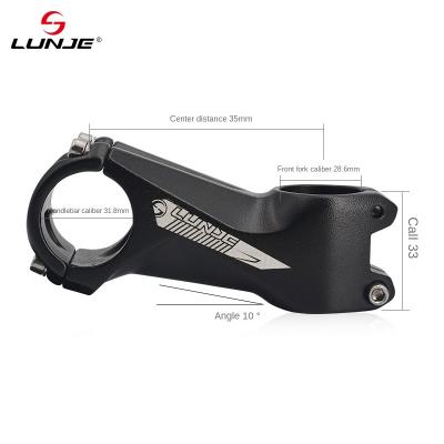 China LUNJE Aluminum Alloy 6061-T6 Bicycle Stem 31.8mm Gauge Mountain Bike Stem Mountain Bike Riser for sale