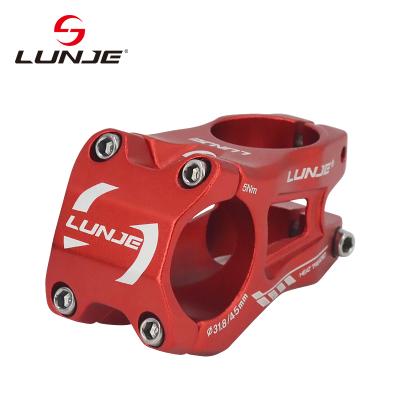 China LUNJE Factory Aluminum Alloy Bicycle Stem 31.8*45mm Aluminum Alloy Road Bike Riser Mountain Bike Direct Stem for sale