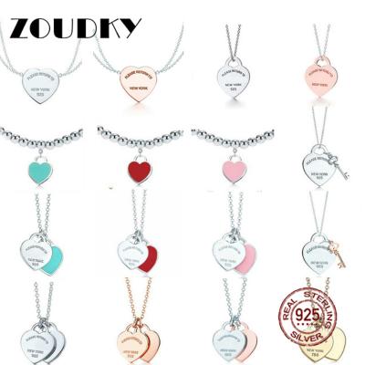 China 2021 NEW CLASSIC Necklace Rose Gold Heart Pearl Pendant Chain 100% 925 Sterling Silver TIF and Luxurious Gold for Women Original Fashion for sale