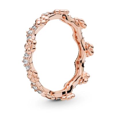 China 2019 NEW CLASSIC Spring Style 100% 925 Sterling Silver Flower Crown Ring Rose Gold Clear CZ Fit Original Women Fashion Jewelry Gift for sale