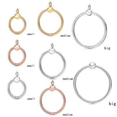 China METALS 2021 New 100% 925 Sterling Silver Moments Medium O Carrier Rose Gold Small O Pendant Necklaces Charm Women Jewelry Set Gift for sale