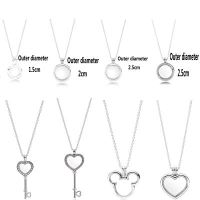 China NEW 2021 100% CLASSIC 925 Sterling Silver Original Chain Memory Pendant Hallowmas Charm Necklace Floating Jewelry Magnetic DIY Pendant for sale