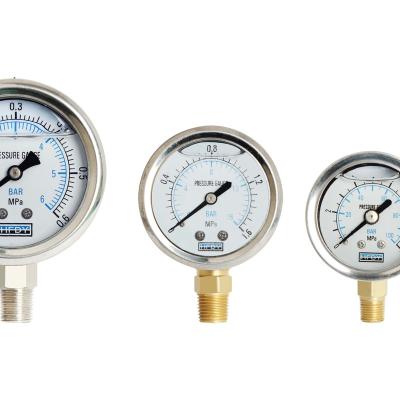 China Water Filled Stainless Steel Case Connection NPT Oil Pressure Gauge Price for sale