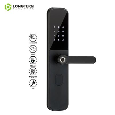 China High quality smart lock fingerprint hotel lock wifi app and key code lock mortise digital electronic lever lock for sale