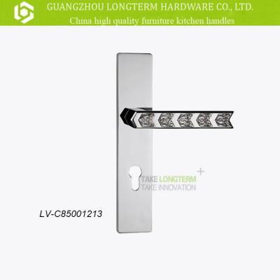 China +crystal zinc alloy with the thin layer of gold high quality Crystal Door Handle Lock from factory price for sale