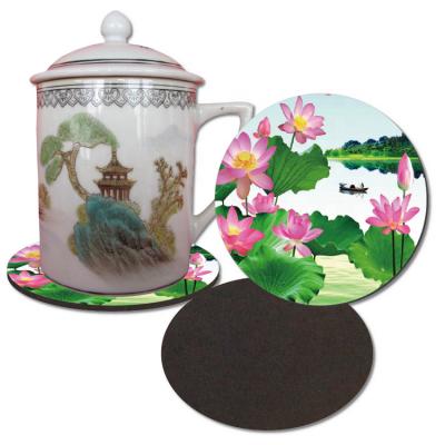 China Chinese Style Hot Viable EVA Coaster Landscape Painting Coaster in Stock for sale