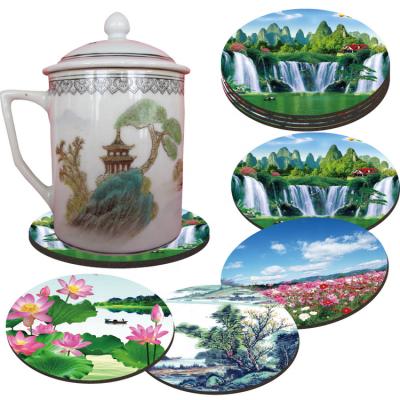 China Viable Wholesale Cheap Round Custom Logo EVA Coaster Hot Chinese Style Custom Coaster In Stock for sale