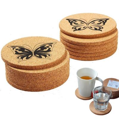 China Sustainable Wholesale Round Cork Coaster Heat Insulate Wooden Drinking Cup Coaster for sale