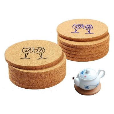 China Factory Sustainable To Custom Kitchen Table Mats Around Pure Cork Coaster for sale