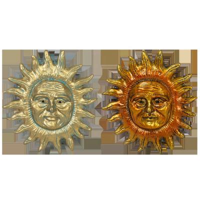 China Europe 2 Pcs Cast Metal Sun Wall Art Hanging Decor Rust Proof Sunface Wall Sculpture For Indoor Outdoor Garden for sale