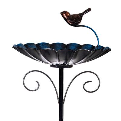 China Outdoor Vintage Garden Bird Bath Metal Bird Baths Cast Iron Basin with Metal Stake Tall Bird Bath for Yard Garden Decor (Diameter - 10inch) for sale