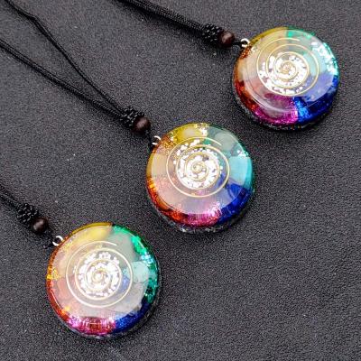 China DIY Fashional Beads Jade Round Shape Necklace Agate Colored Stone Crystal Healing Pendant Necklace for sale