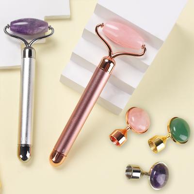 China Electric Massage Jade Roller Massage Stick Natural Quartz Crystal Gua Sha Face Beauty Wholesale From China for sale