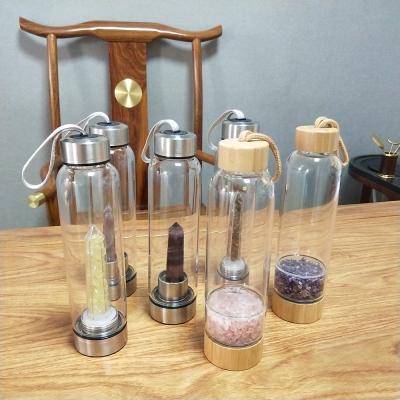 China Outdoor Sports Crystal Glass Water Bottle Rose Crystal Stone Gravel Energy Water from China Natural Bottle for sale