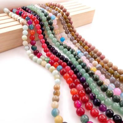 China DIY Fashional Bead 4 6 8 10 12mm Blue Sea Stone Bead Gems Loose Round Natural Crystal Stone Beads For Jewelry Making Bead Gemstone for sale