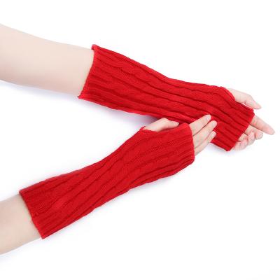 China Breathable Most Popular Acrylic Gloves And Mittens Warmers Arm Warmers Long Knitted Fingerless Gloves for sale