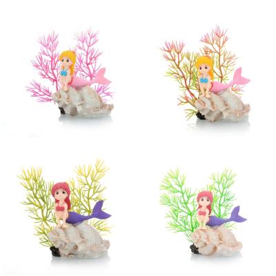 China Artificial Resin Coral Mermaid Aquarium Ornaments New Style Viable Aquarium Accessories for Aquarium Landscaping for sale