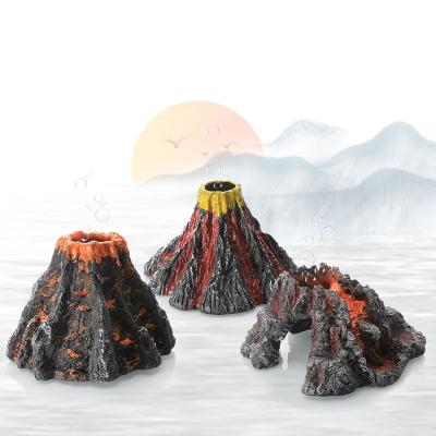 China Viable Aquarium Resin Ornaments Simulated Craft Resin Volcano Rock Landscape Decoration Can Connect Oxygen Pump for sale