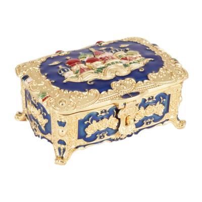 China Beautiful Hot Sale Dubai Stock Colorful With Mirror Separation Gold Metal Bangle Jewelry Box for sale