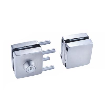 China SS Modern Glass Door Lock Square Double Side Door Latch With Keys for sale