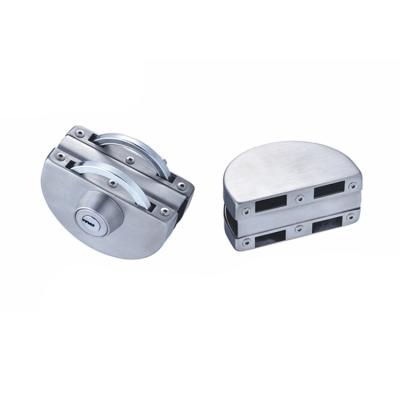 China High Performance Low Noize Durable Frameless Stainless Steel Glass Center Door Lock for sale